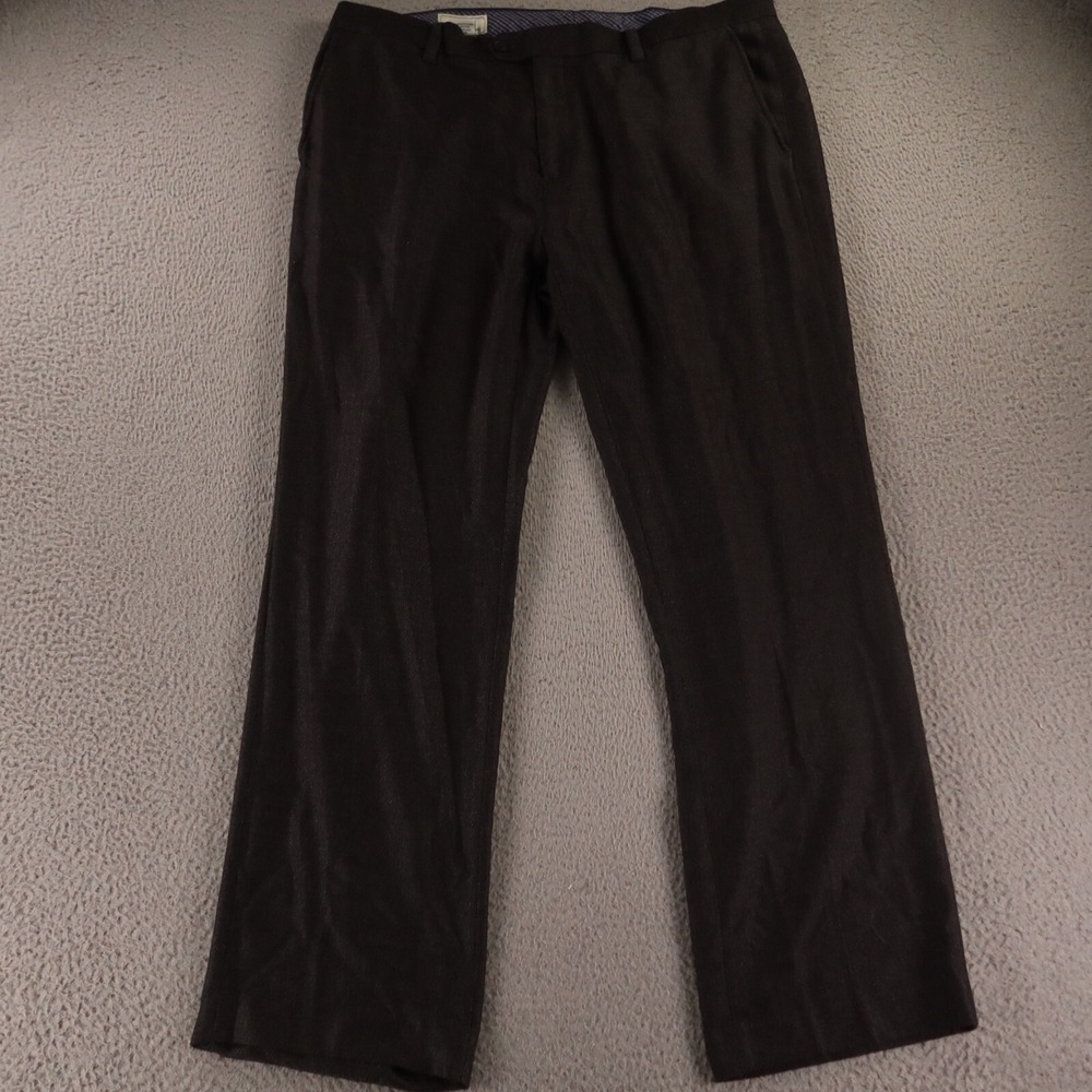 Southern Pines Pants Mens 40 Gray Narrow Herringbone Polyester Slacks 40x32‎